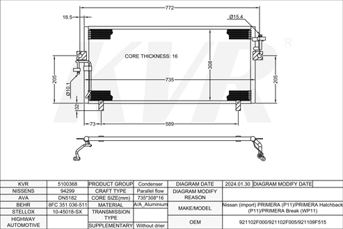 NISSAN SALOON,1996-2001 SR20DE CONDENSER