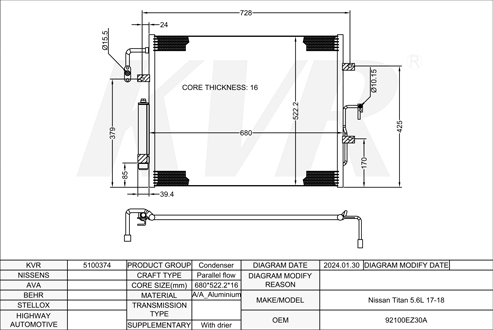 NISSAN,2017-18 CONDENSER