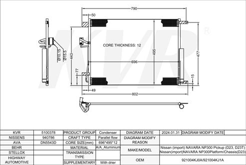 NISSAN PICKUP,2016- YS23DDT CONDENSER