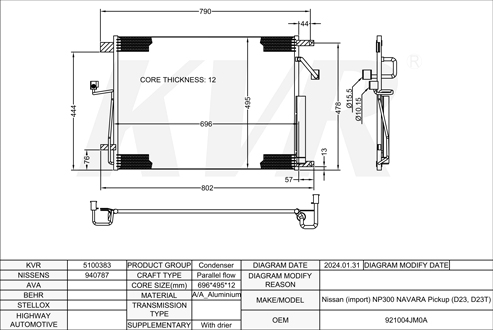 NISSAN PICKUP,2014- YD25DDTi CONDENSER