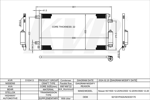 NISSAN,2012-20 CONDENSER