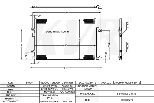 SAIC MAXUS,2018- CONDENSER