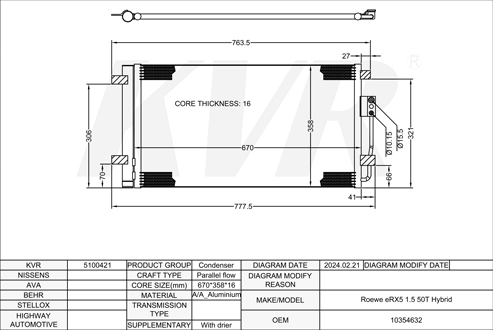 ROEWE SUV,2016-22 15E4E CONDENSER