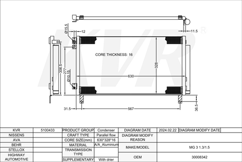 MG HATCHBACK,2011- G15D CONDENSER