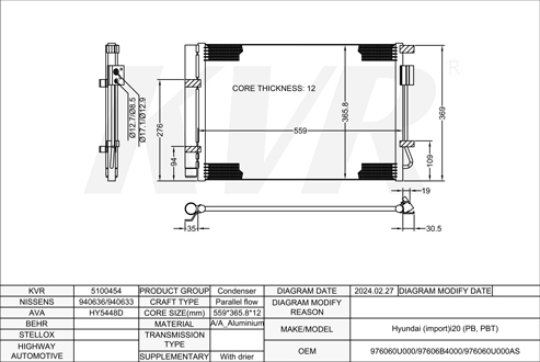 HYUNDAI HATCHBACK,2008- G4LA CONDENSER