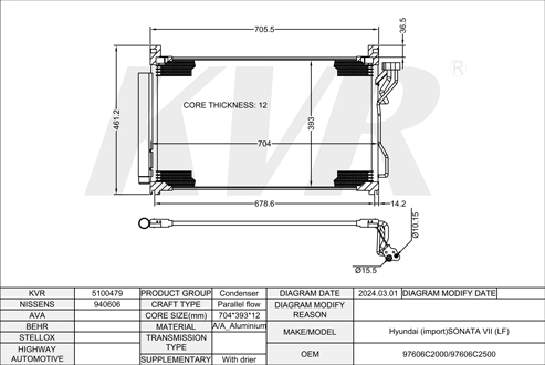 HYUNDAI SALOON,2014-19 G4KJ CONDENSER