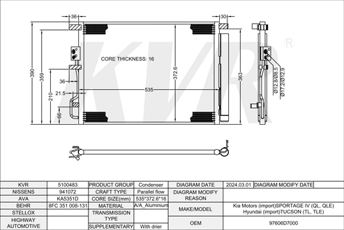 KIA SUV,2015-22 D4HA CONDENSER