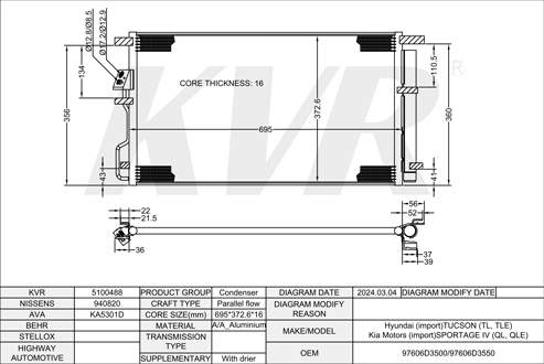 KIA SUV,2015-22 G4KJ CONDENSER