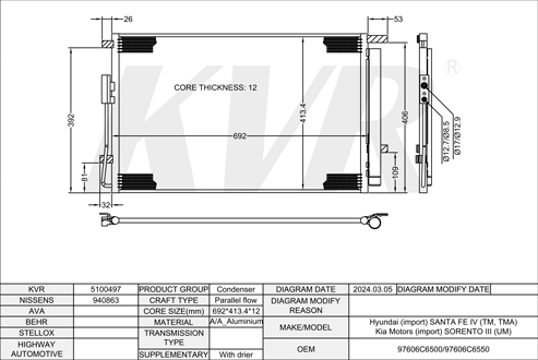 KIA SUV,2015-20 G6DF CONDENSER