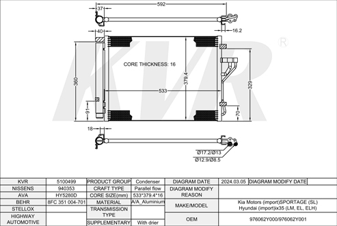 HYUNDAI SUV,2010-15  D4HA CONDENSER