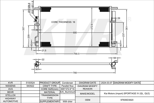 KIA SUV,2015-22 G4NA CONDENSER
