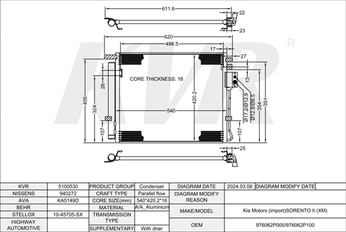 KIA Closed Off-Road Vehicle,2009- D4HB CONDENSER