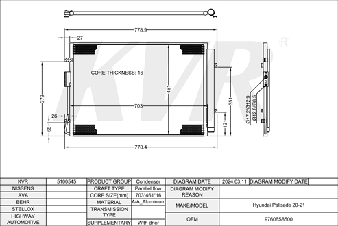 HYUNDAI,2020-21 CONDENSER