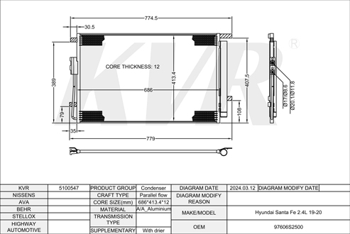HYUNDAI,2019-20 CONDENSER