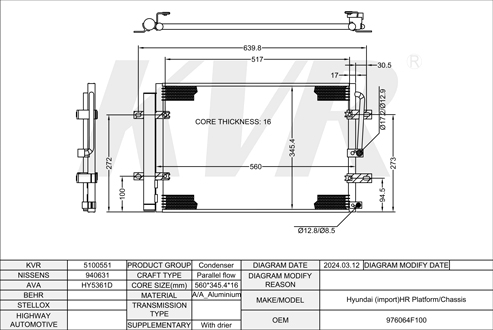 HYUNDAI Platform/Chassis,2004- D4BB CONDENSER