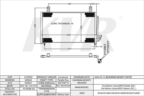 KIA ESTATE,2000-05 A5D CONDENSER