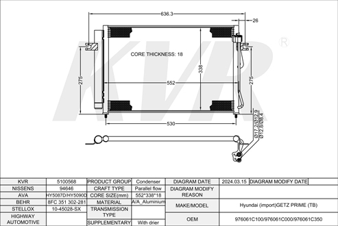 HYUNDAI HATCHBACK,2002- G4ED-G CONDENSER