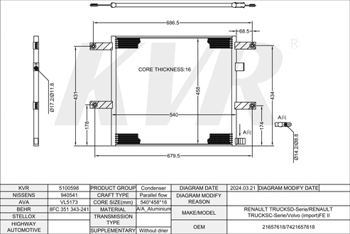 VOLVO,2012- D8K320 CONDENSER
