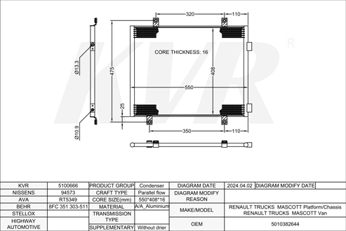RENAULT Platform/Chassis,1999-2010 8140.43N.3585 CONDENSER