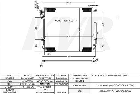 LANDROVER Closed Off-Road Vehicle,2004-09 448PN CONDENSER