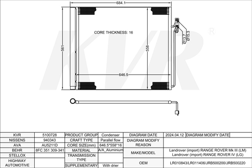 LANDROVER Closed Off-Road Vehicle,2002- 508PS CONDENSER