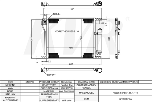 NISSAN,2017-19 CONDENSER