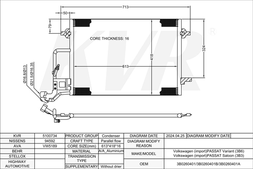 VOLKSWAGEN SALOON,2000-05 AZM CONDENSER