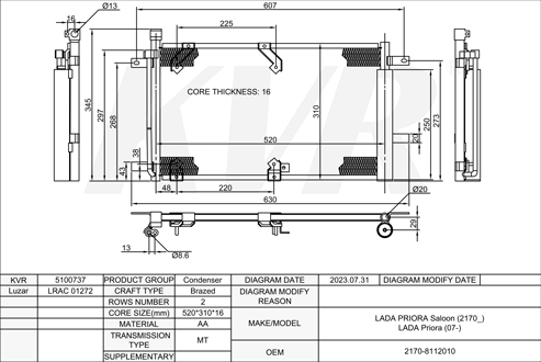 LADA SALOON,2007-18 21126 CONDENSER