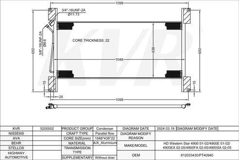 WESTERN STAR,2001-02 CONDENSER