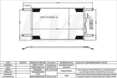 FREIGHTLINER,2006-08 CONDENSER