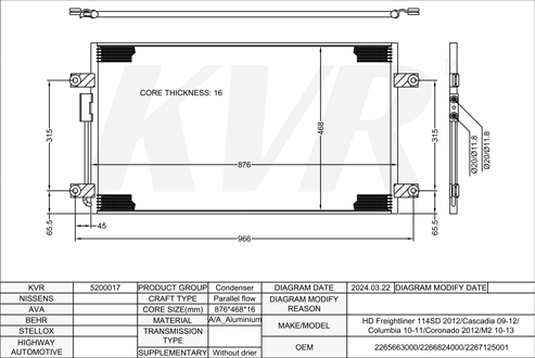 FREIGHTLINER,2009-12 CONDENSER