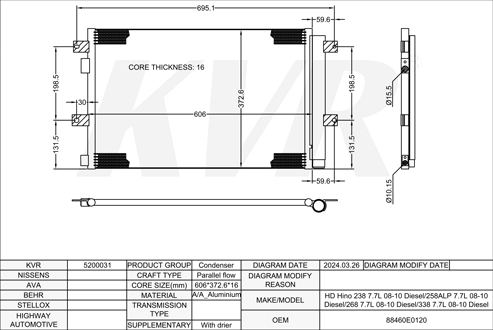HINO,2008-10 CONDENSER