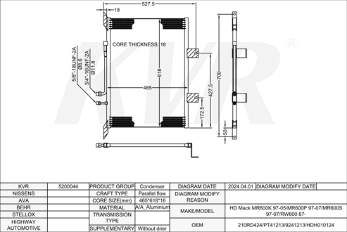 MACK,1997-2005 CONDENSER