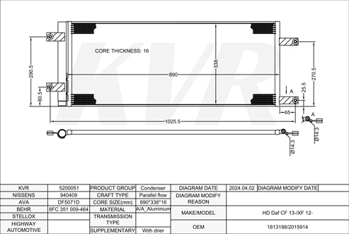 DAF,2012- MX-13 375 CONDENSER