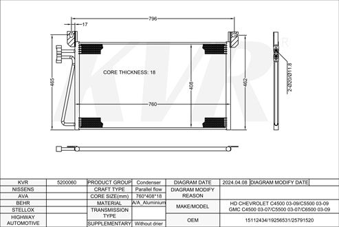 CHEVROLET,2003-09 CONDENSER