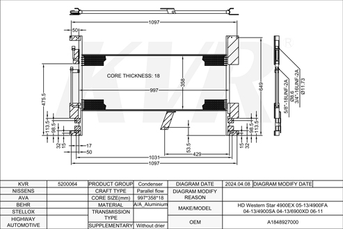 WESTERN STAR,2004-13 CONDENSER