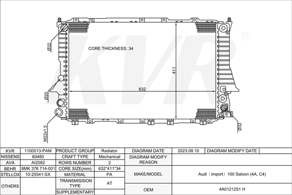 AUDI SALOON,1990-94 AAH RADIATOR