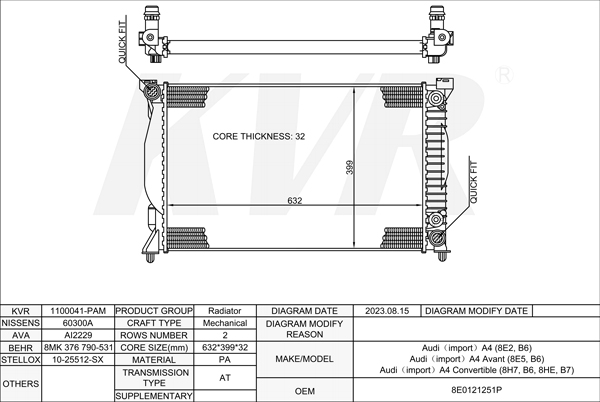 AUDI SALOON,2000-04 BDV RADIATOR