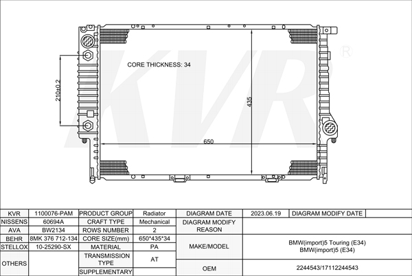 BMW SALOON,1987-95 M51 D25 (256T1) RADIATOR