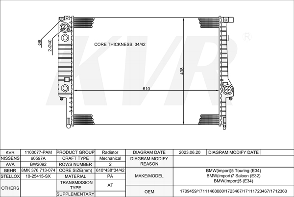 BMW SALOON,1986-94 M30 B30 (306KA) RADIATOR