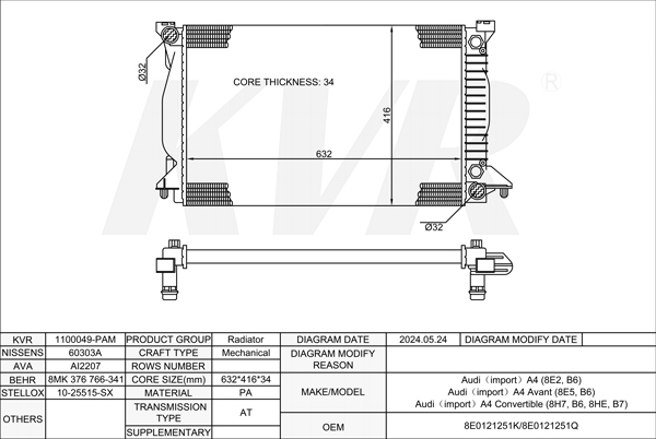 AUDI SALOON,2000-04 BFC RADIATOR