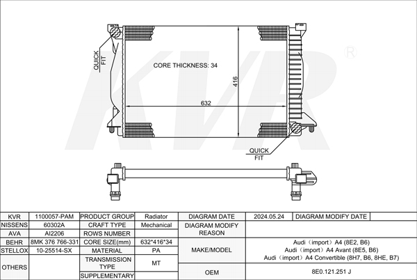 AUDI SALOON,2000-04 BFC RADIATOR