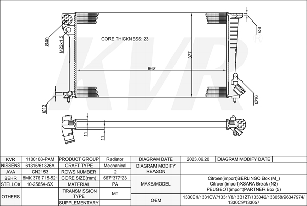 CITROEN BOX,1996- WJZ (DW8) RADIATOR
