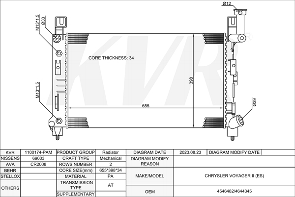 CHRYSLER MPV,1990-95 6G72 RADIATOR