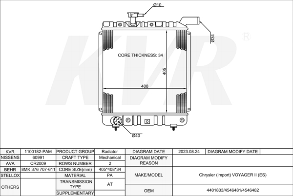 CHRYSLER MPV,1990-95 6G72 RADIATOR