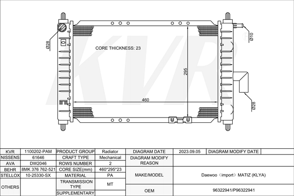 DAEWOO HATCHBACK,1998- F8CV RADIATOR