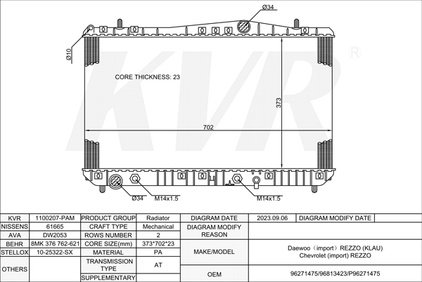 DAEWOO MPV,2000- T20SED RADIATOR