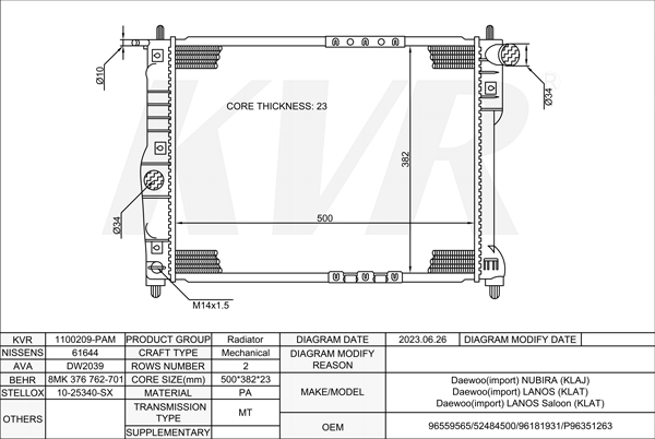DAEWOO HATCHBACK,1997- A16DMS RADIATOR