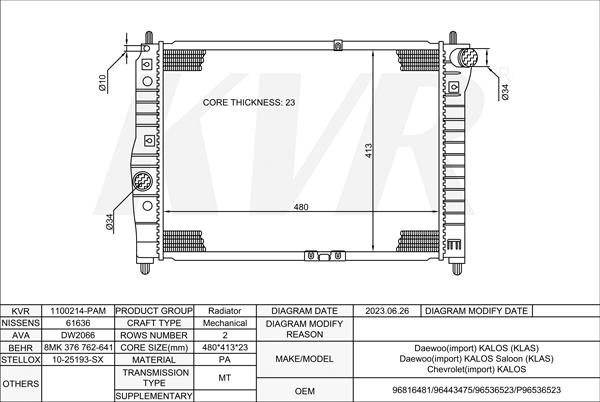 DAEWOO HATCHBACK,2002- F14S3 RADIATOR
