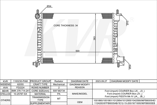 FORD BOX,1996- RTK RADIATOR